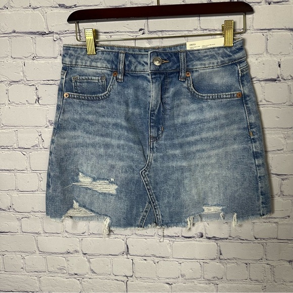 American Eagle Outfitters Dresses & Skirts - American Eagle Outfitters Light Blue Distressed Mini Skirt Size 4